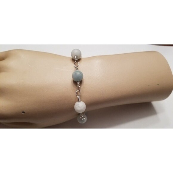 Handmade Sterling Silver Aquamarine Bracelet - Picture 1 of 7